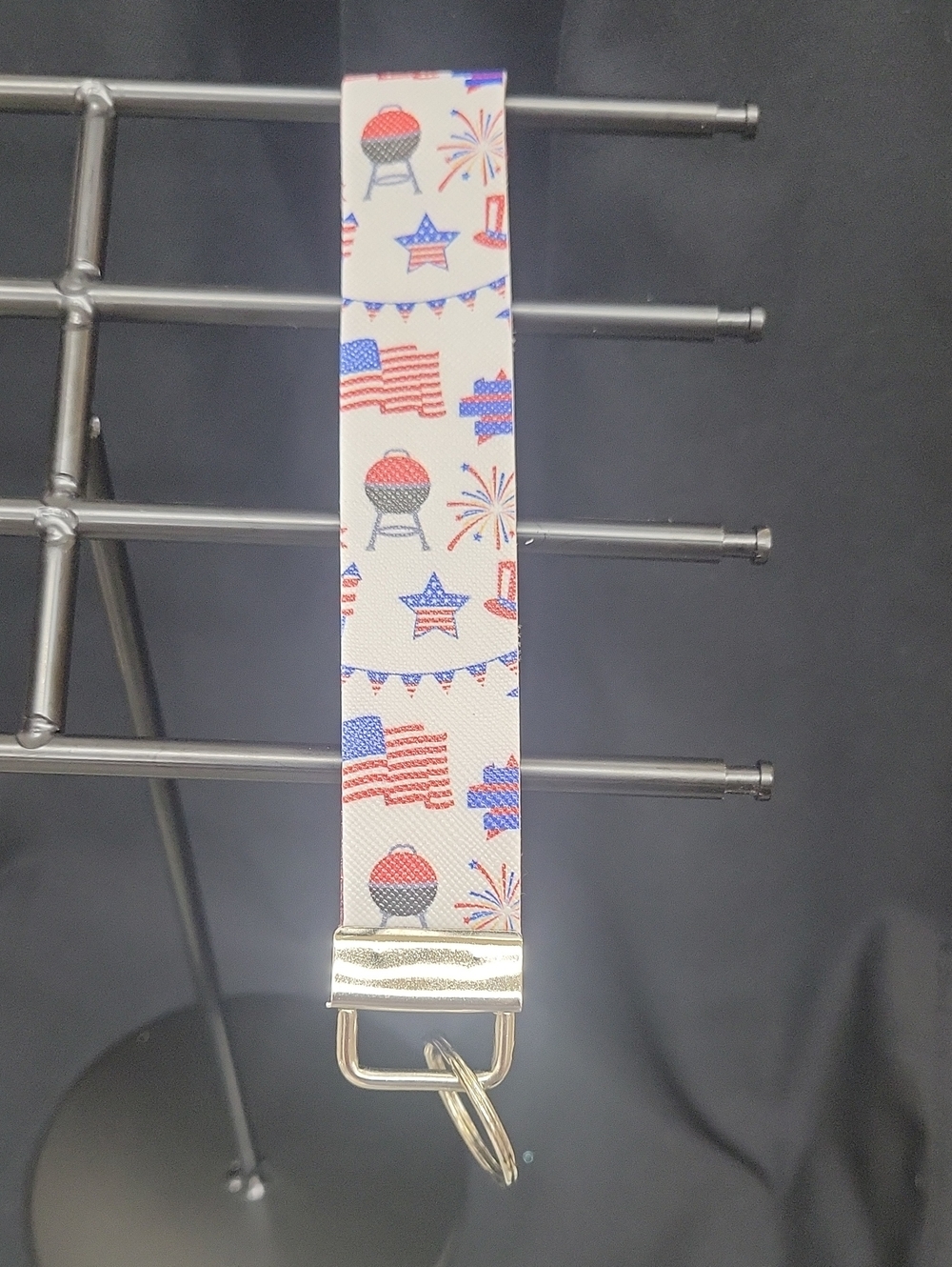 Patriotic Keychain Wristlet - White, Red & Blue